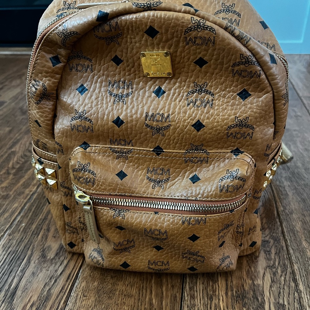 MCM Brown Logo Backpack